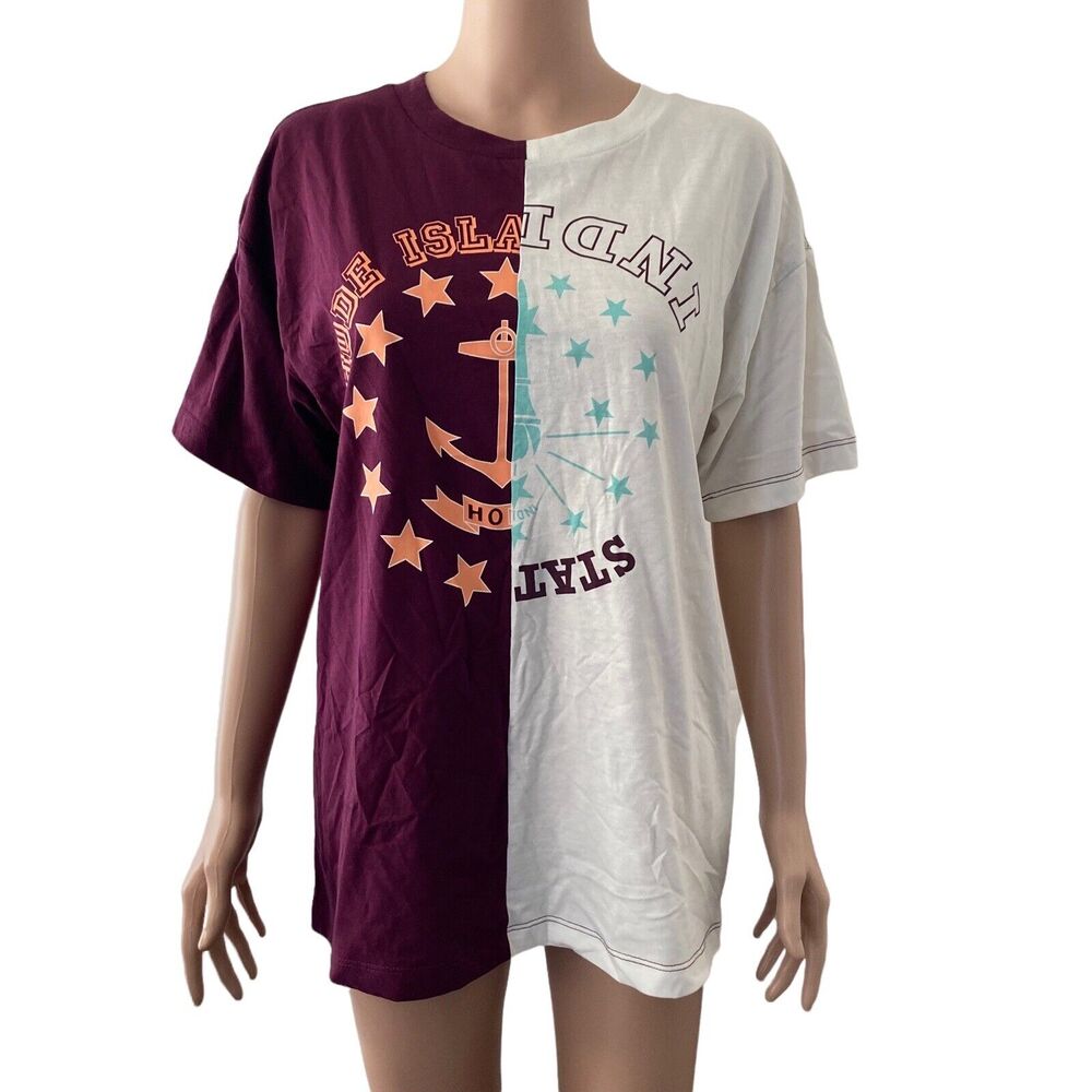 ABOUND TShirt Womens Medium Rhode Island Short Sleeve Two Tone Stretch